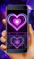 Тема для клавиатуры Искрящееся пурпурное сердце постер