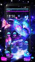 Neon butterfly galaxy theme poster
