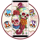 Colorful Skull Rose Flowers Theme APK