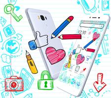 Colorful Pencil Sketch Theme screenshot 1