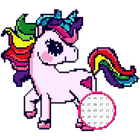 Unicorn Pony Color By Number - Unicorn Pixel Art আইকন