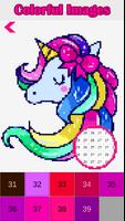 Unicorn Pony Color By Number - Unicorn Pixel Art पोस्टर