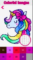Unicorn Pony Color By Number - Unicorn Pixel Art Cartaz