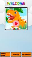 Dino Games Cartoon Coloring Affiche