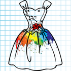 Glitter Dress Coloring Bok icône