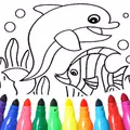 イルカと魚のぬりえの本
