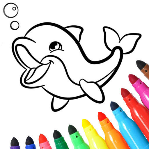 海豚和魚著色書