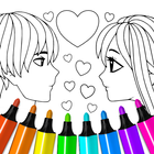Valentines love coloring book icon