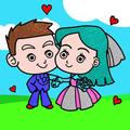 ”Bride & Groom Glitter Coloring Pages