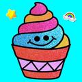Cupcake Coloring with Glitter & Gradient