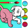 Cute Puppy Coloring with Glitter, Gradient