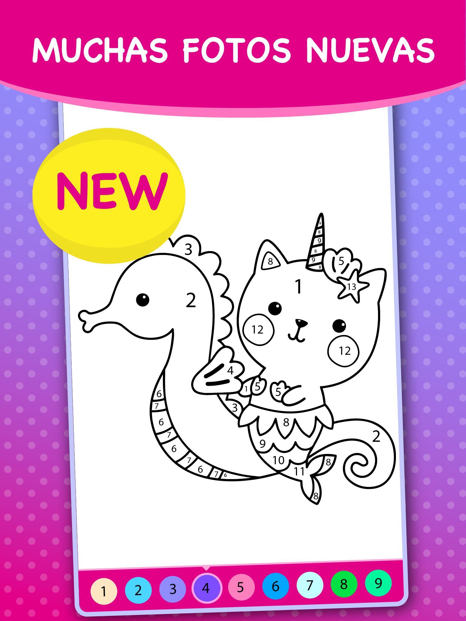 Unicornio Animado Para Colorear Libro Por Numeros For Android