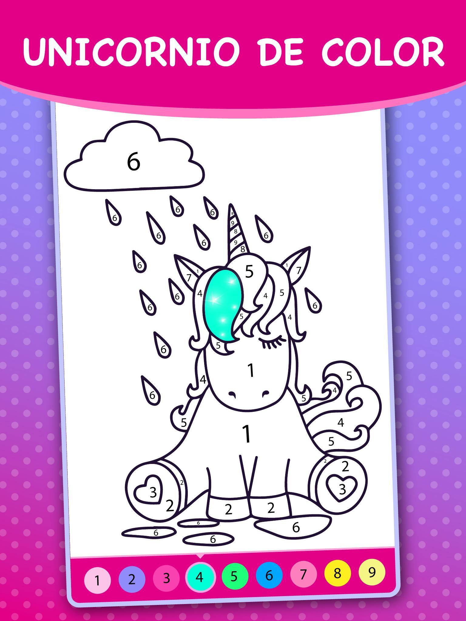 Unicornio Animado Para Colorear Libro Por Numeros For Android