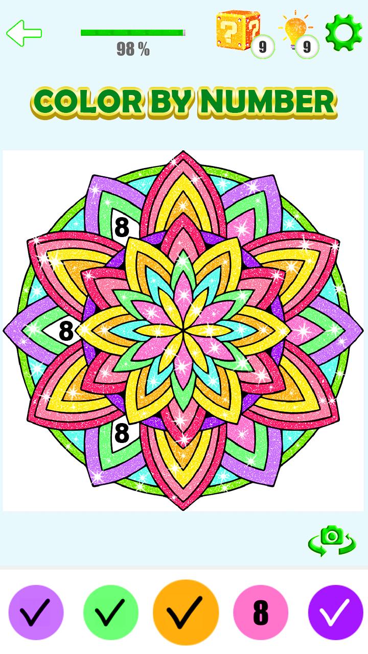 Download Mandala Color By Number Glitter Coloring Book Free for Android - APK Download