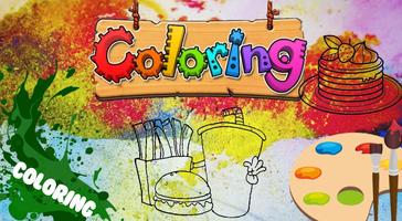 Poster Coloring food book - fun game
