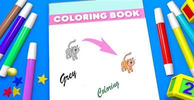 Coloring by Number Cats Draw Coloring ポスター