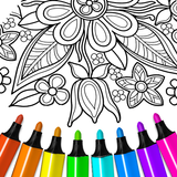 Flowers Mandala coloring book icon