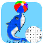 Dolphin Coloring Color By Number:PixelArt ไอคอน