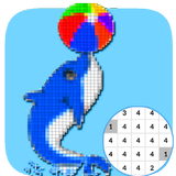 Dolphin Coloring Color By Number:PixelArt ícone