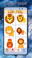Lion Coloring By Number-PixelArt Affiche