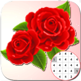 Roses Flowers Coloring - Color By Number_PixelArt 图标