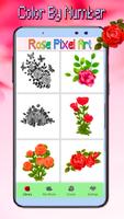 Poster Roses Flowers Coloring - Color By Number_PixelArt