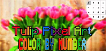 Tulip Flowers Coloring  Color By Number_PixelArt