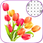 Tulip Flowers Coloring  Color By Number_PixelArt آئیکن