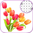 Tulip Flowers Coloring  Color By Number_PixelArt ไอคอน