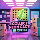 Collect neon cacti in office icon