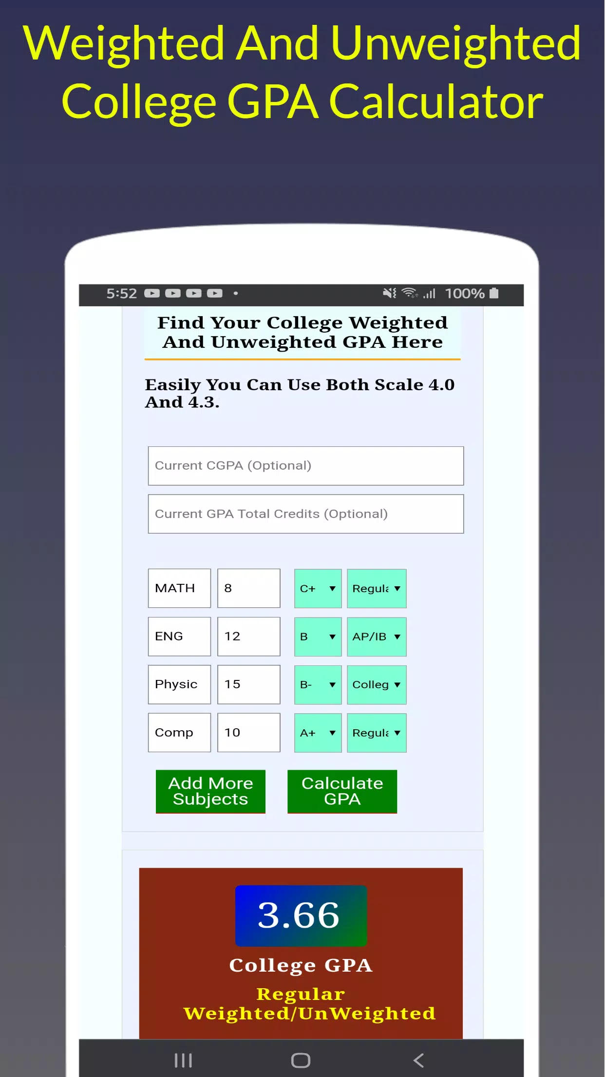 College GPA Calculator APK pour Android Télécharger
