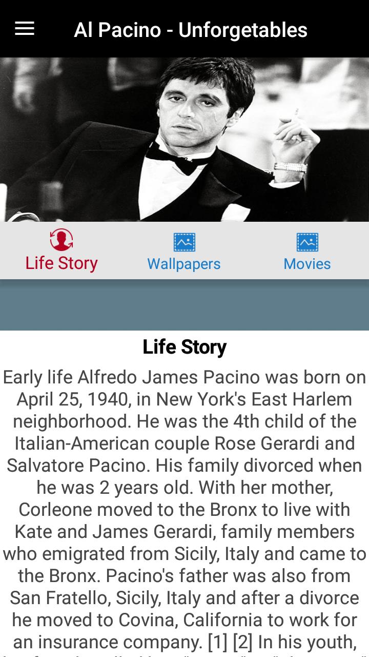 Al Pacino Life Story Movies Wallpapers APK für Android herunterladen