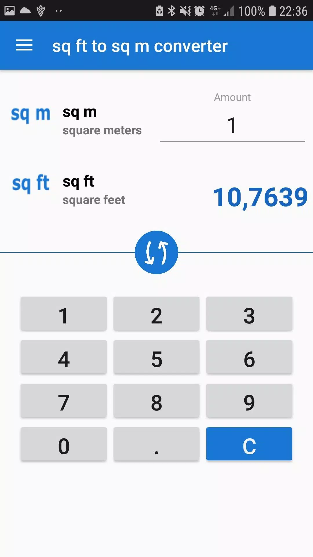 Meter square square foot to Popup calculator