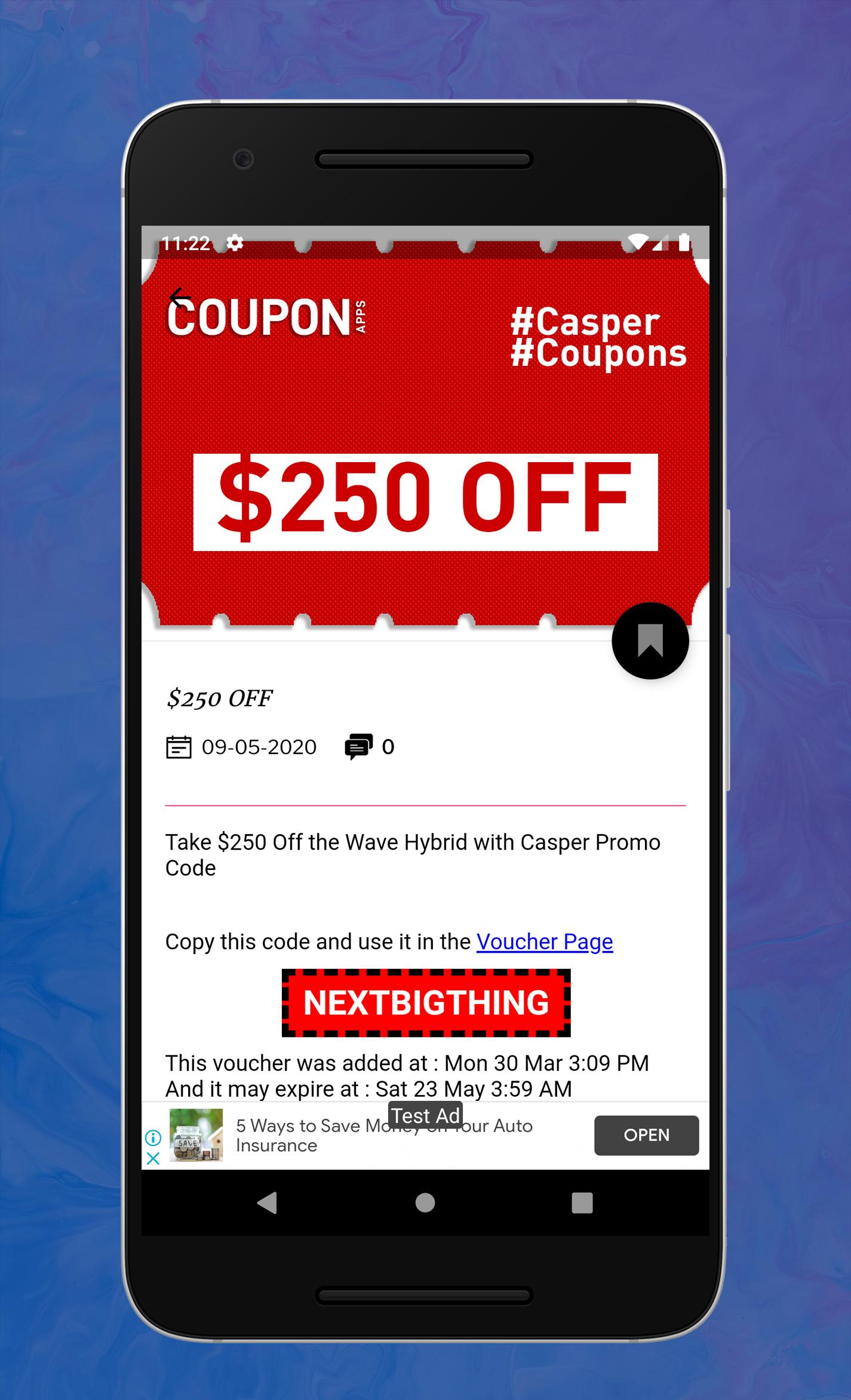 Coupons for Casper discount codes by Coupon Apps تصوير الشاشة 1