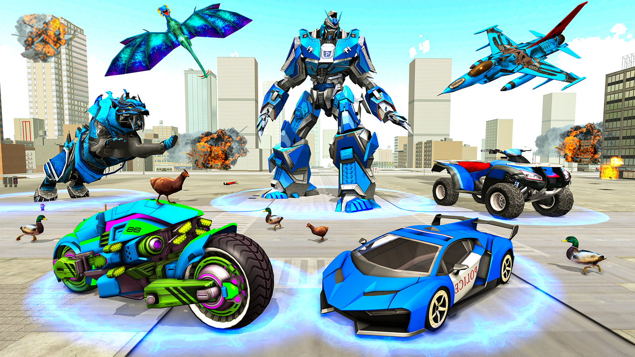 Police Tiger Robot Car Game 3d screenshot 8