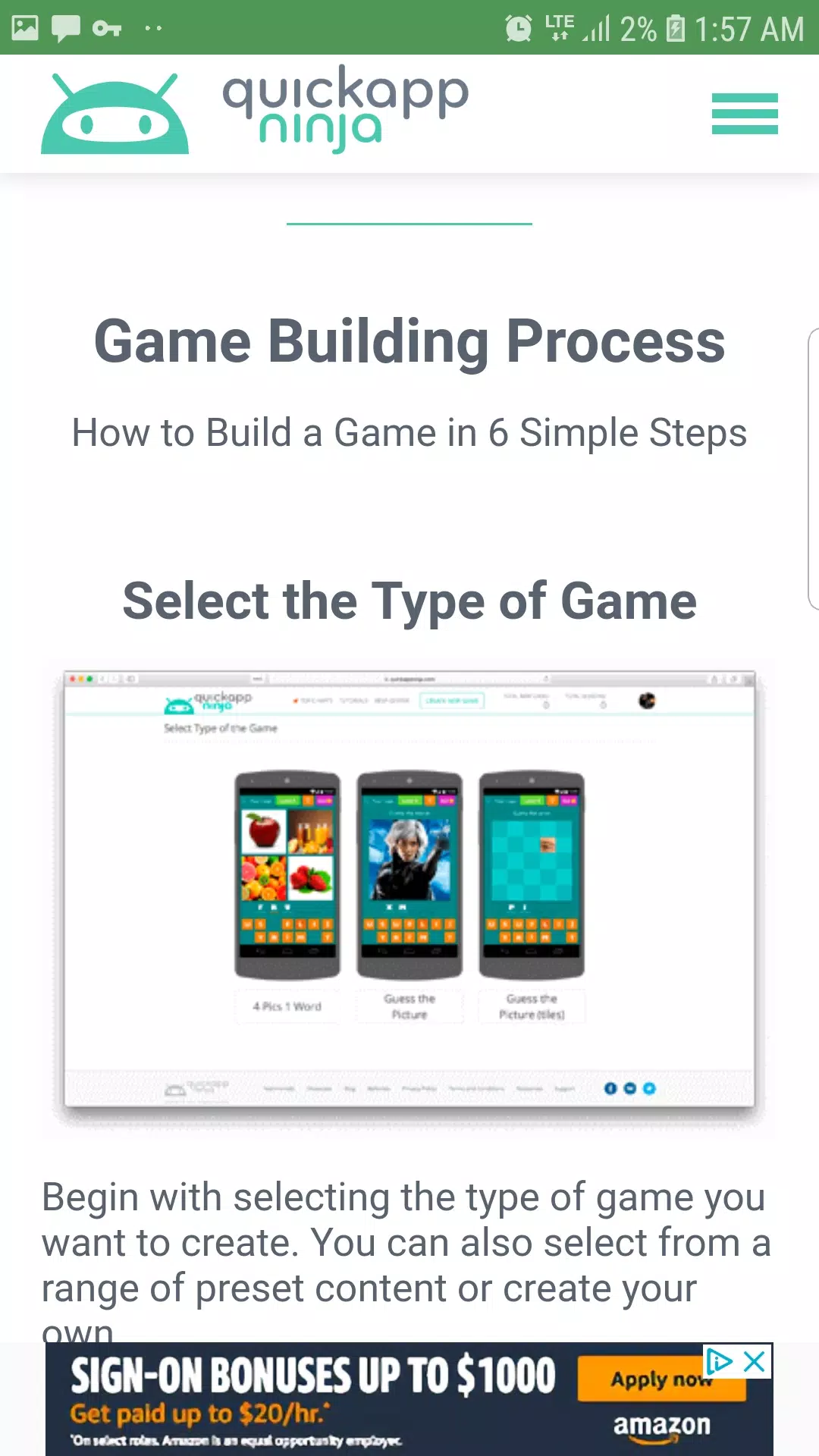 QuickAppNinja: Create Android Games without any Coding for free!