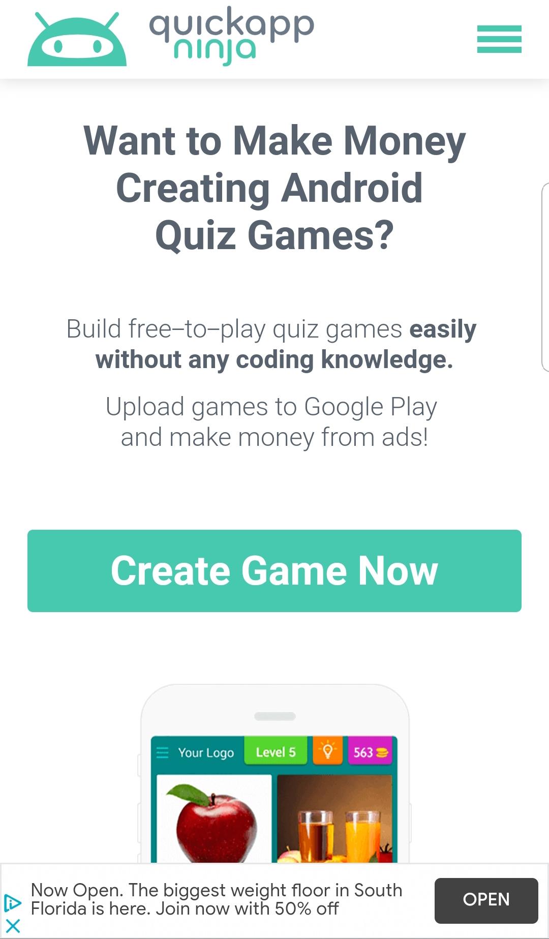 QuickAppNinja: Create Android Games without any Coding for free!