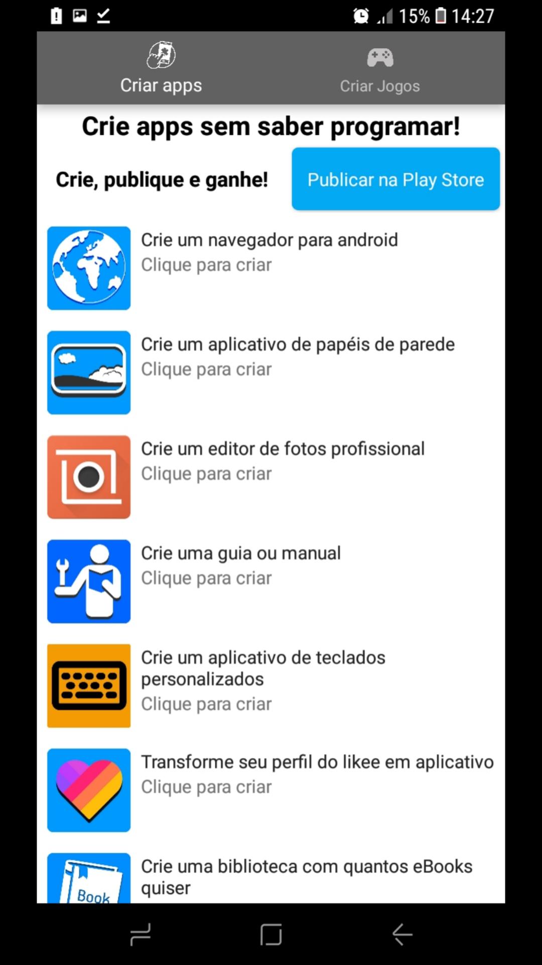 Criar Jogos e Aplicativos APK do pobrania na Androida