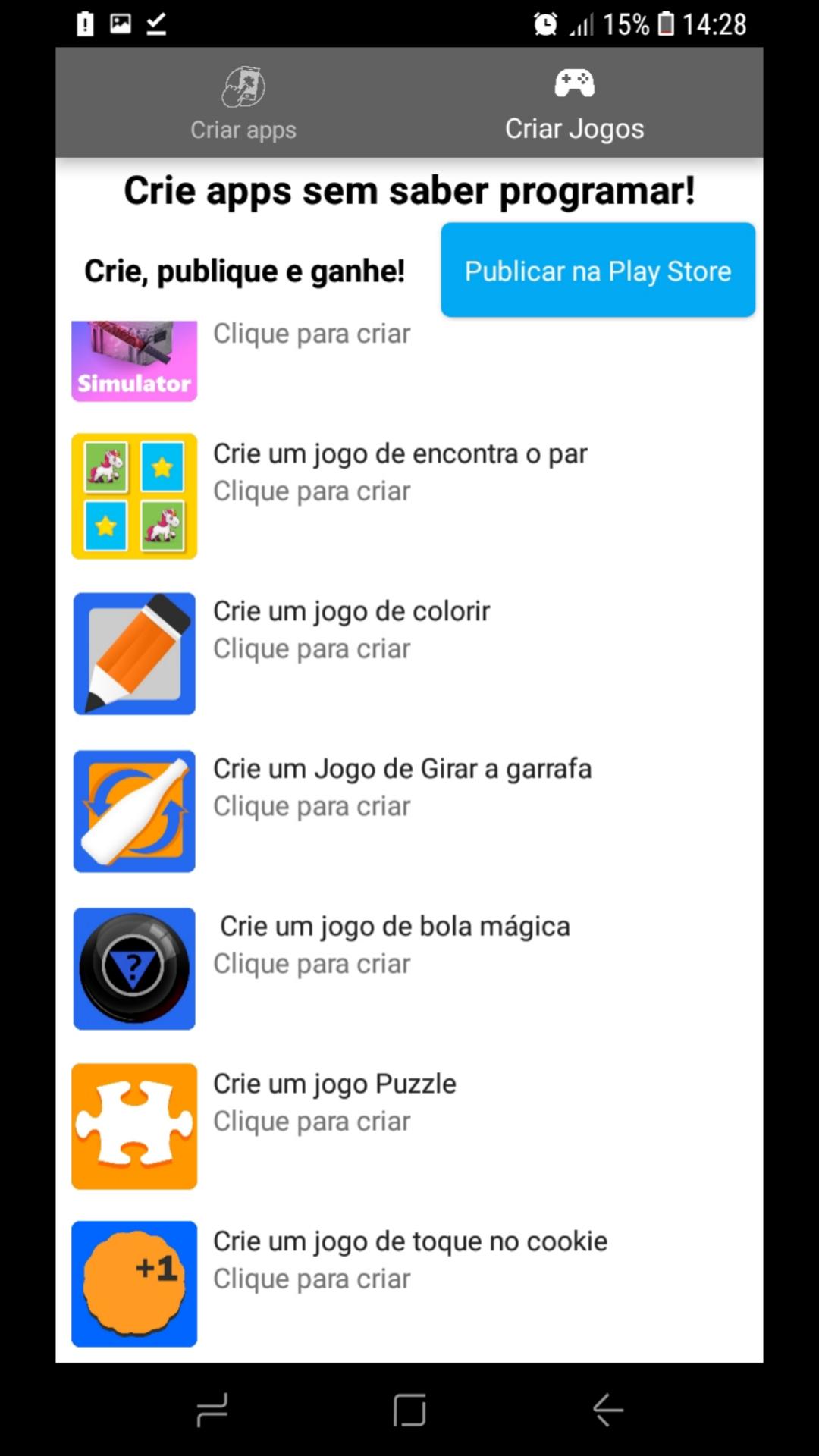 Criar Jogos e Aplicativos APK do pobrania na Androida