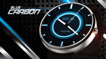 Blue Carbon Analog Watch Face poster