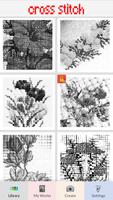 Cross Stitch Flower Pixel Affiche