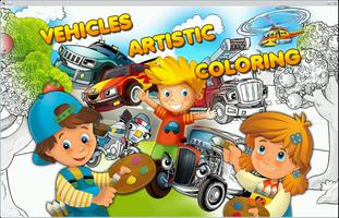 Happy Cars Art Sketching Pages Cartaz