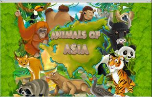 Puzzle coloring Asia Animals Affiche