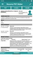 Resume PDF Maker تصوير الشاشة 1