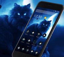 Dark Blue Neon Cat Theme capture d'écran 1