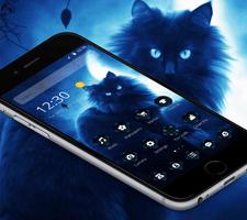 Dark Blue Neon Cat Theme capture d'écran 2