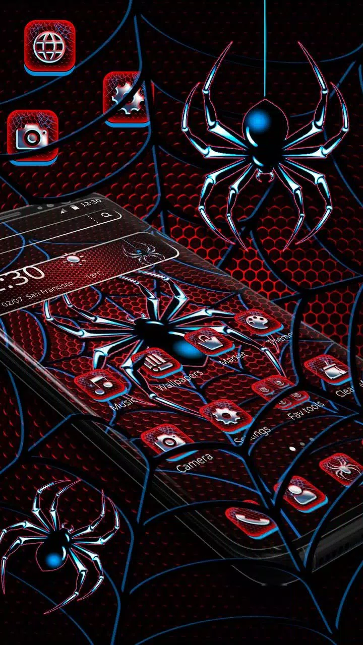 Dark blue neon spider theme APK for Android Download