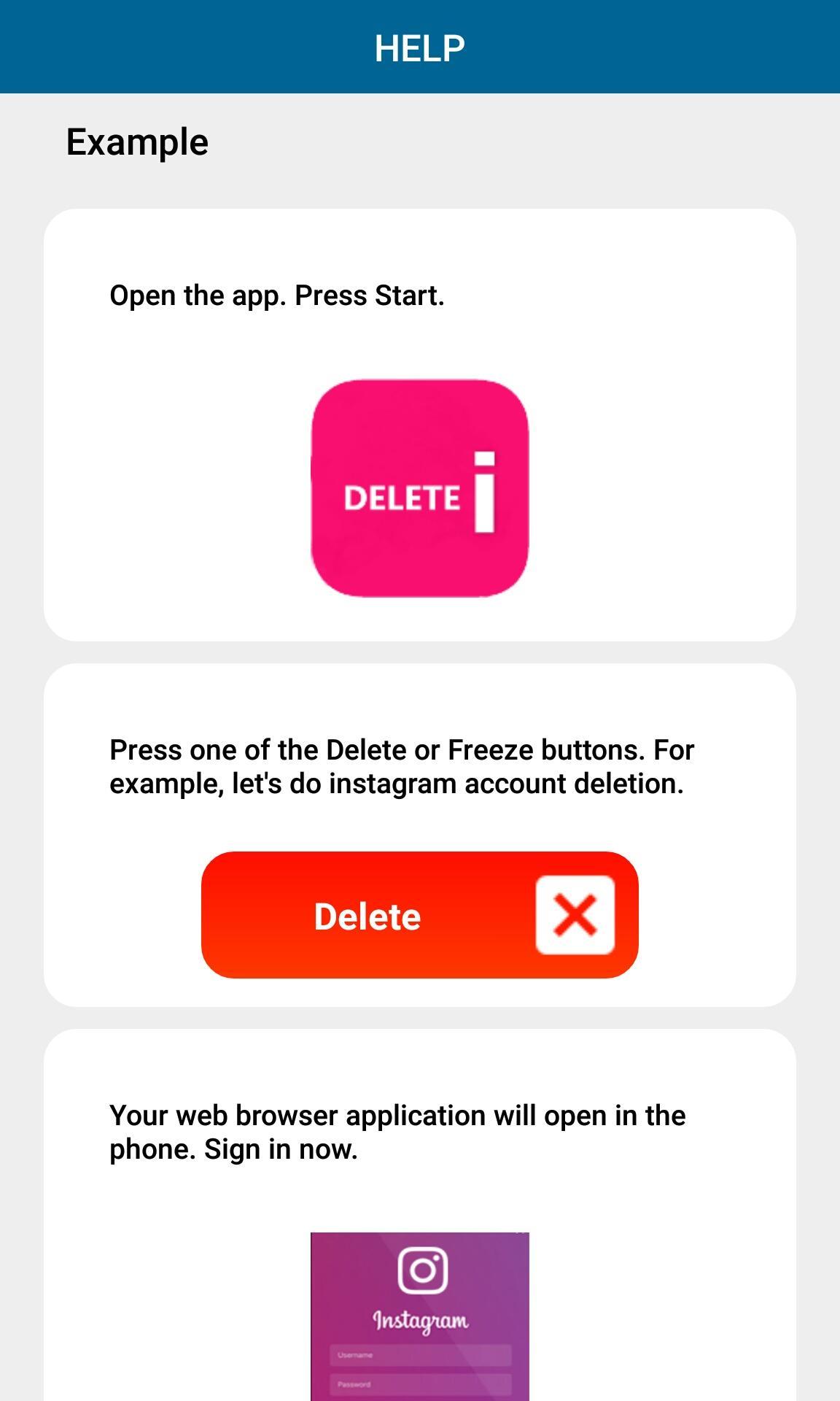 Delete Guide for instagram - Deactivate Account für Android - APK