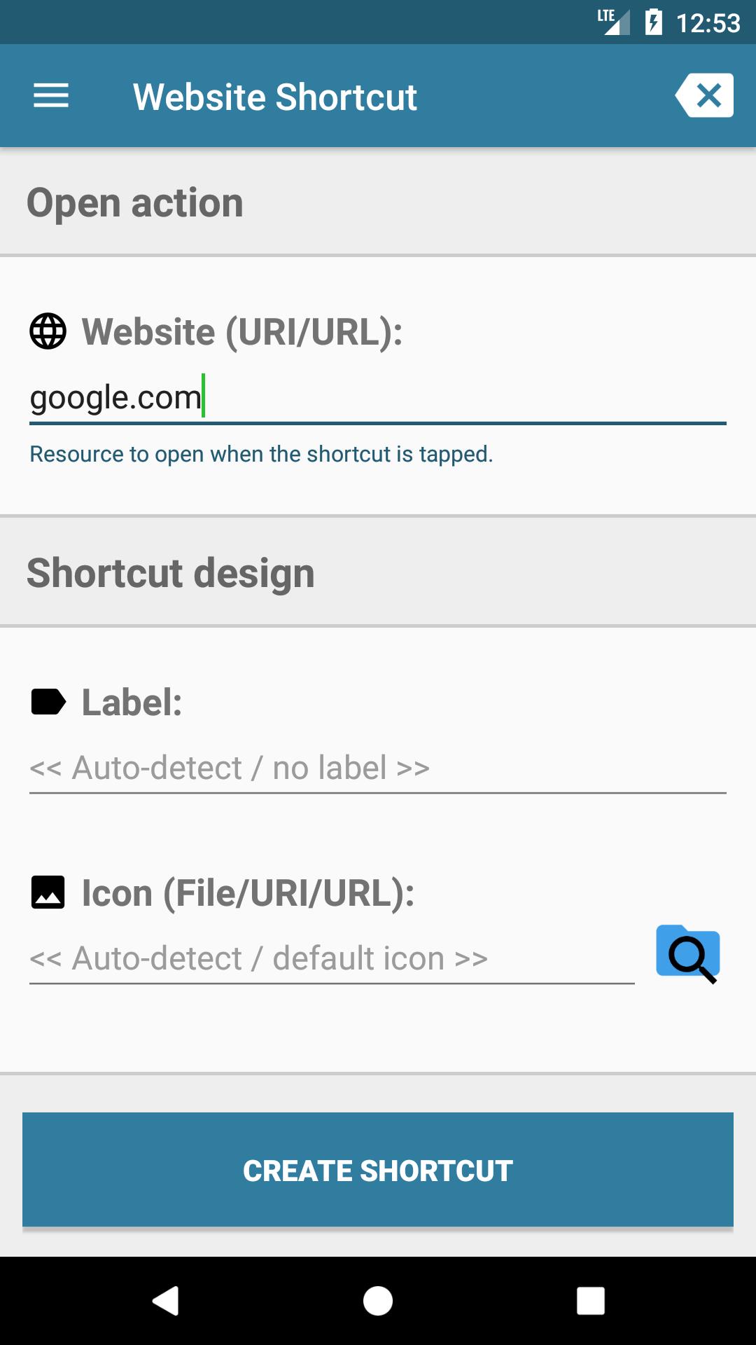 Shortcut Android. Web shortcuts. Website shortcut 2.1. Android uri.
