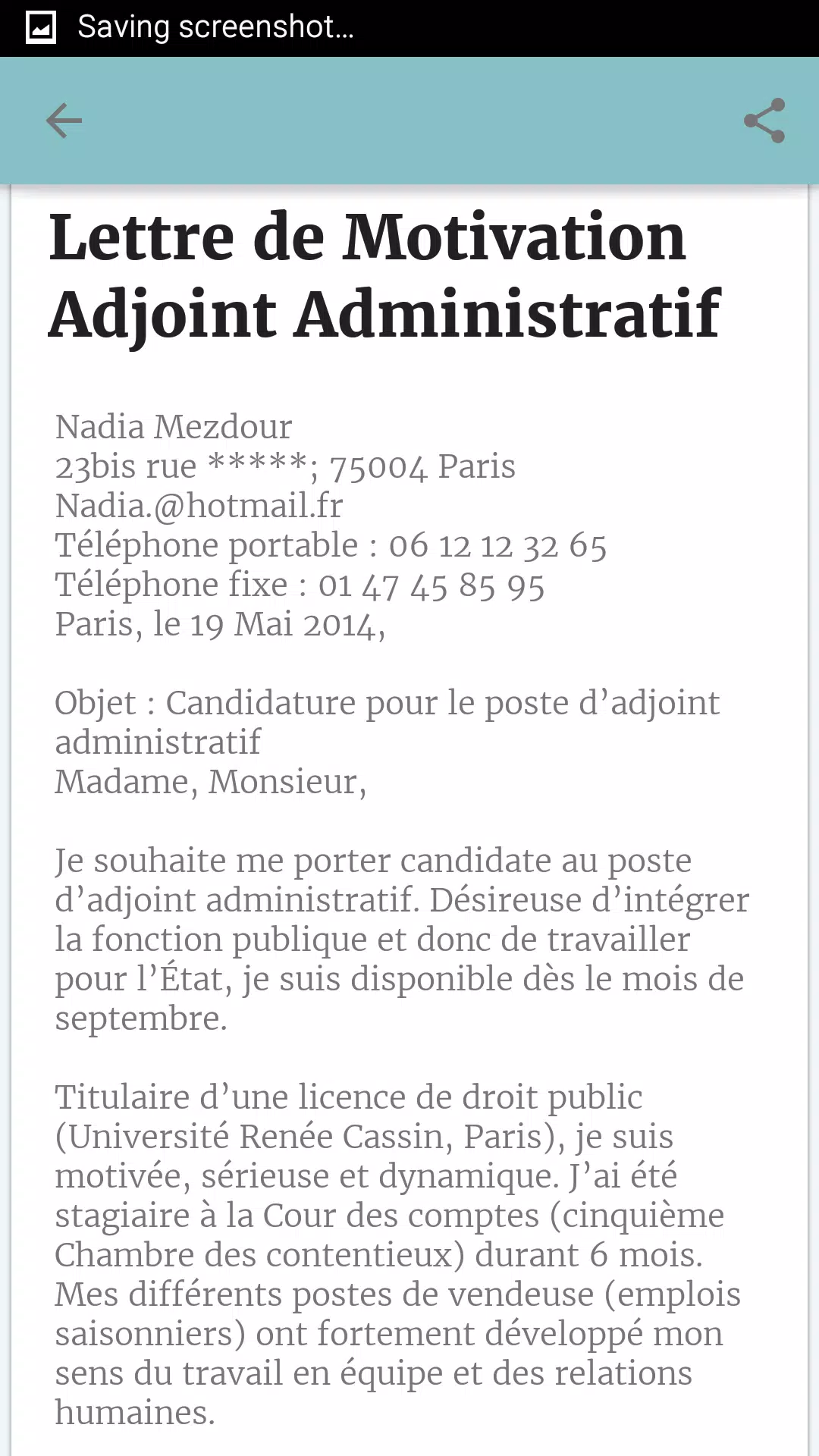 Demande D Emploi Exemple For Android Apk Download